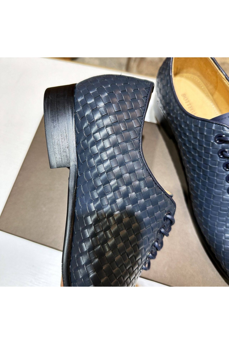 Bottega Veneta Мужские кожаные ботинки Intrecciato - Navy