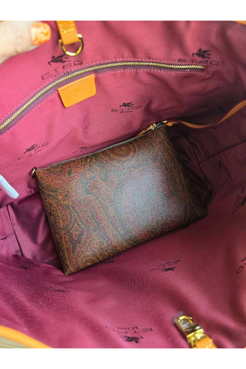 Etro Кожаная сумка с узором пейсли 36x26 см