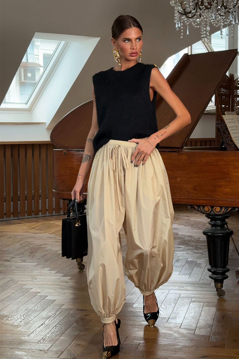 Designer Clothing Женские штаны алладины The Acne Studio бежевого цвета