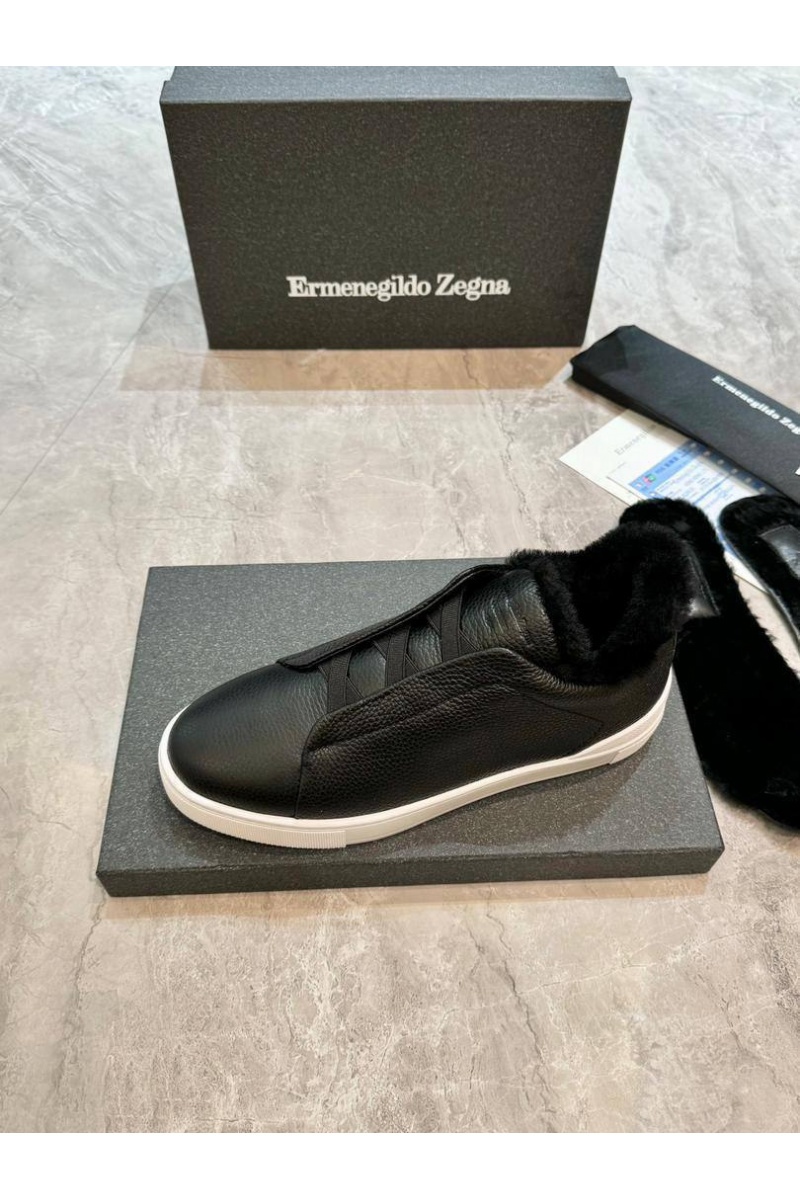Zegna Кроссовки с мехом Triple Stitch