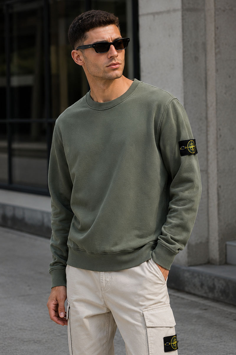 Stone Island Мужской свитшот зелёного цвета Compass-patch