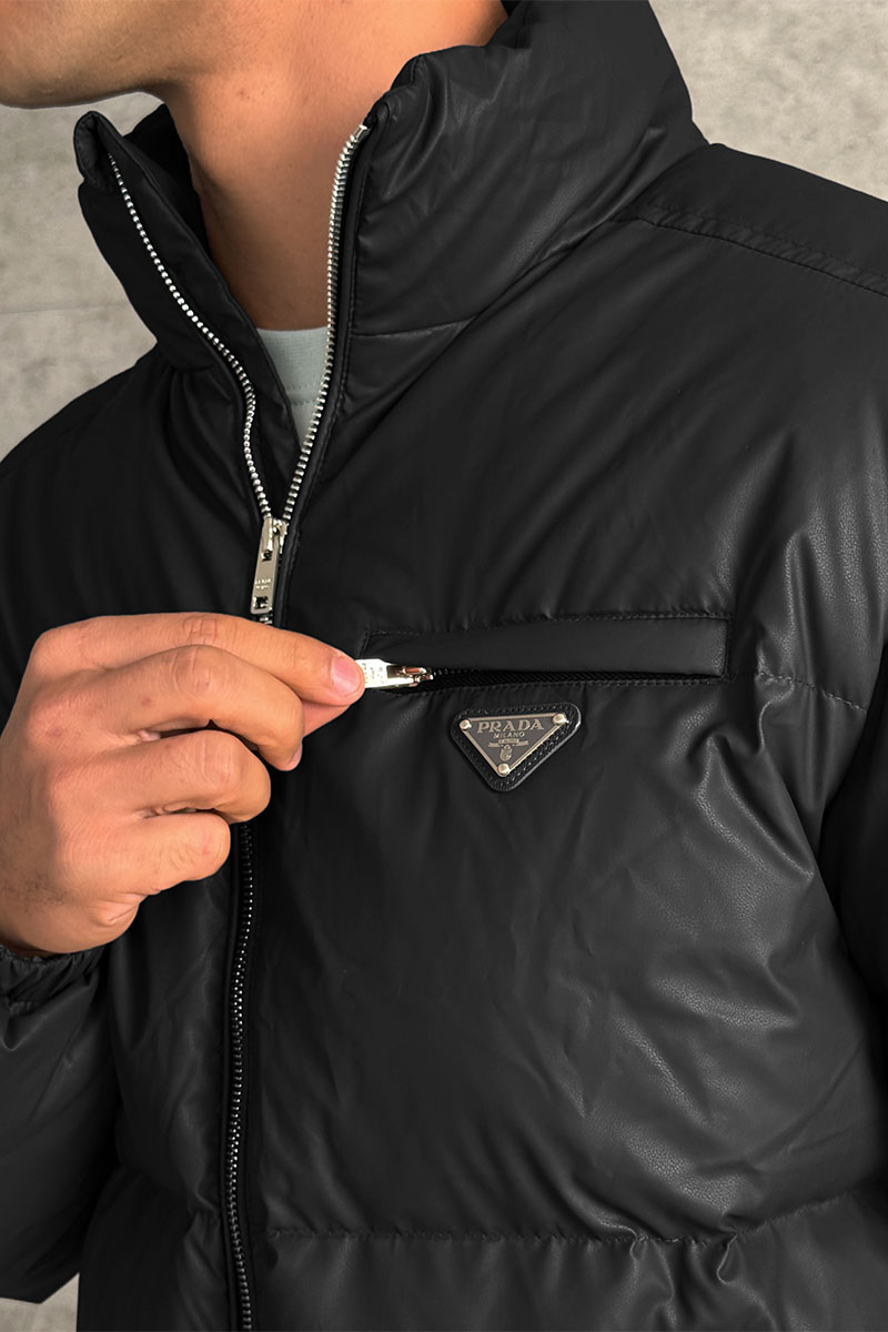 Prada Мужской пуховик logo-plaque - Black