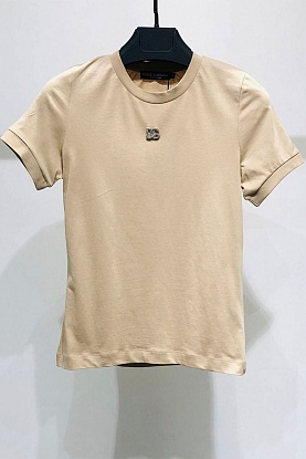 Женская бежевая футболка logo-plaque