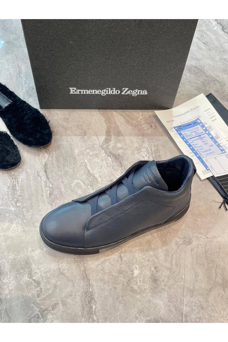 Zegna Кроссовки с мехом Triple Stitch - Grey