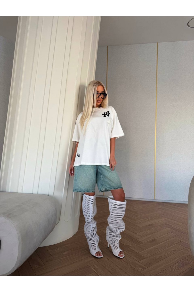 Chrome Hearts Женская оверсайз футболка белого цвета premium