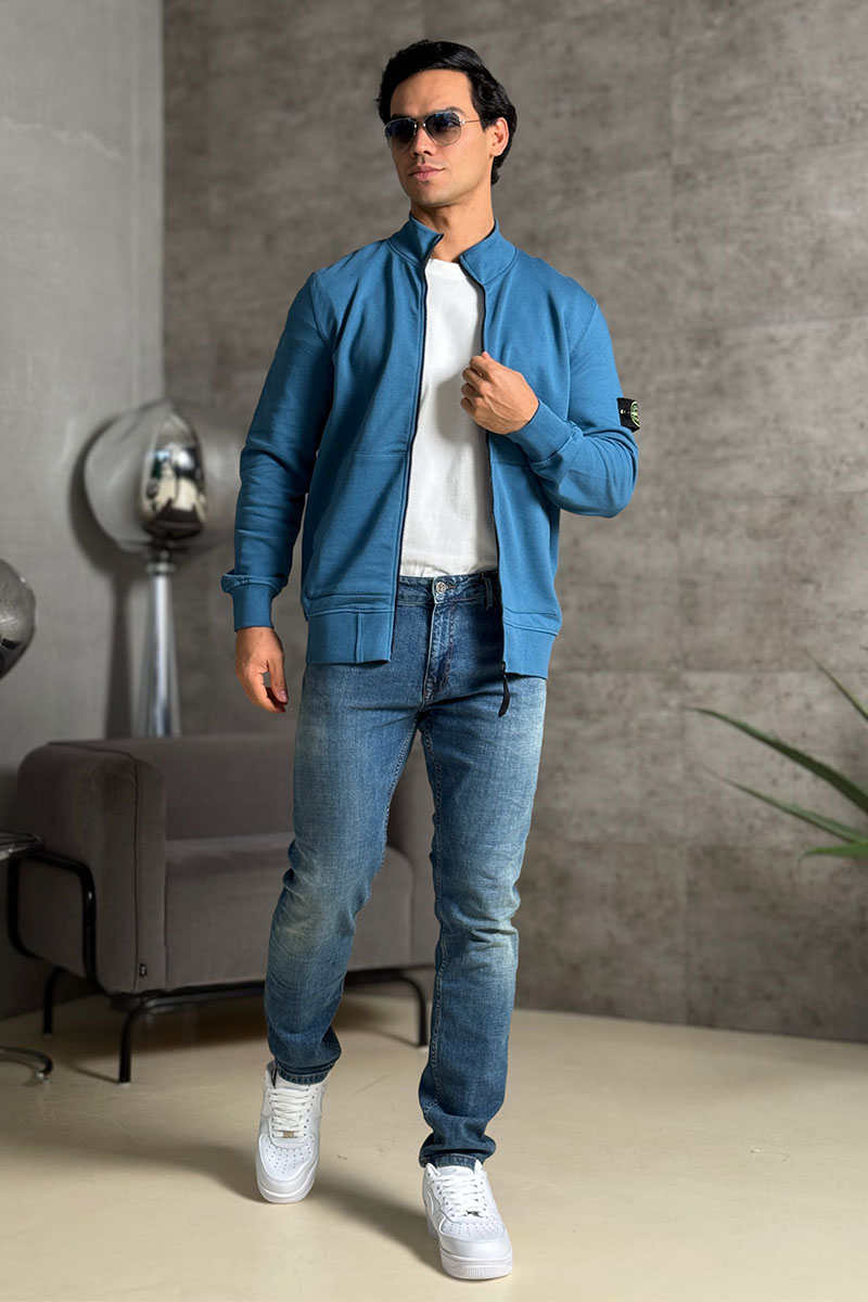 Stone Island Кофта синего цвета Zip-Up Compass-patch