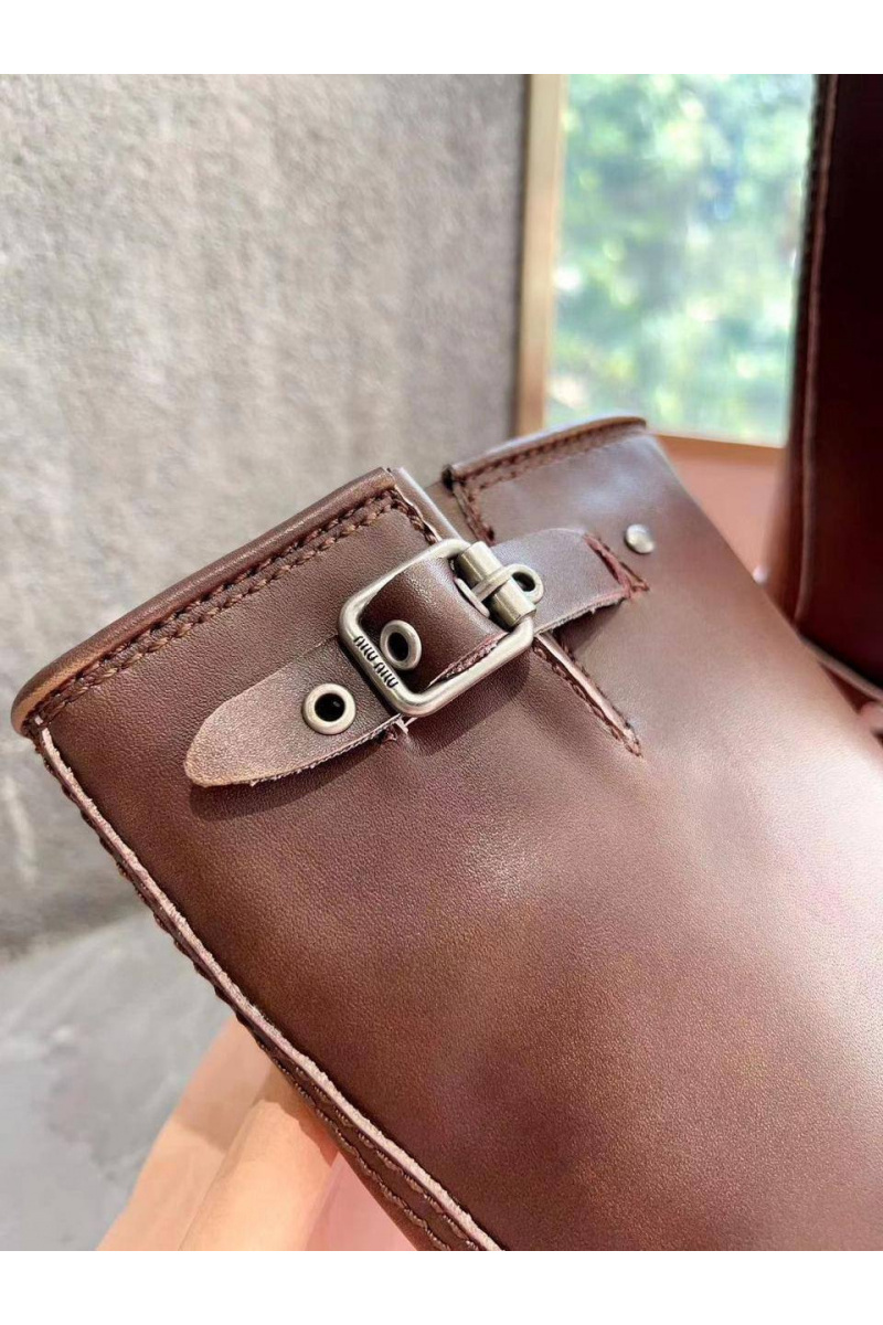 MIU MIU Женские кожаные сапоги  Ankle Premium