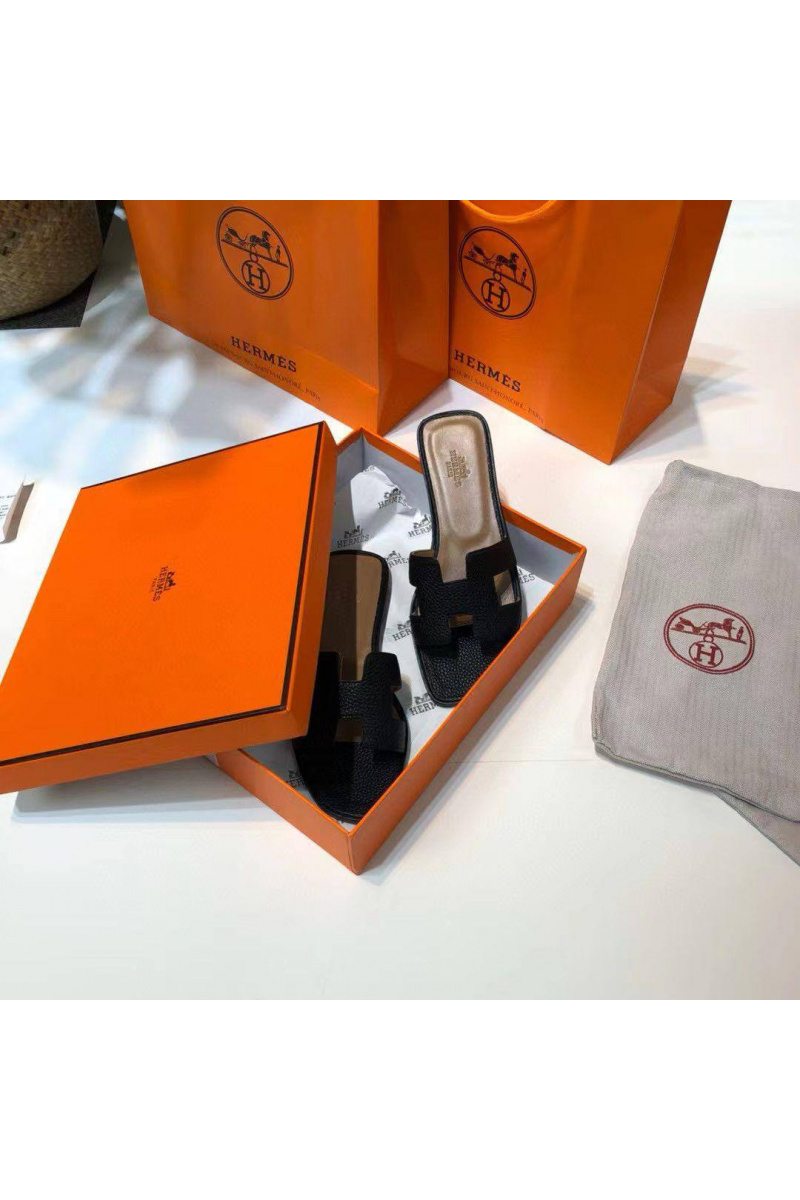 Hermes Женские кожаные шлёпанцы Oran