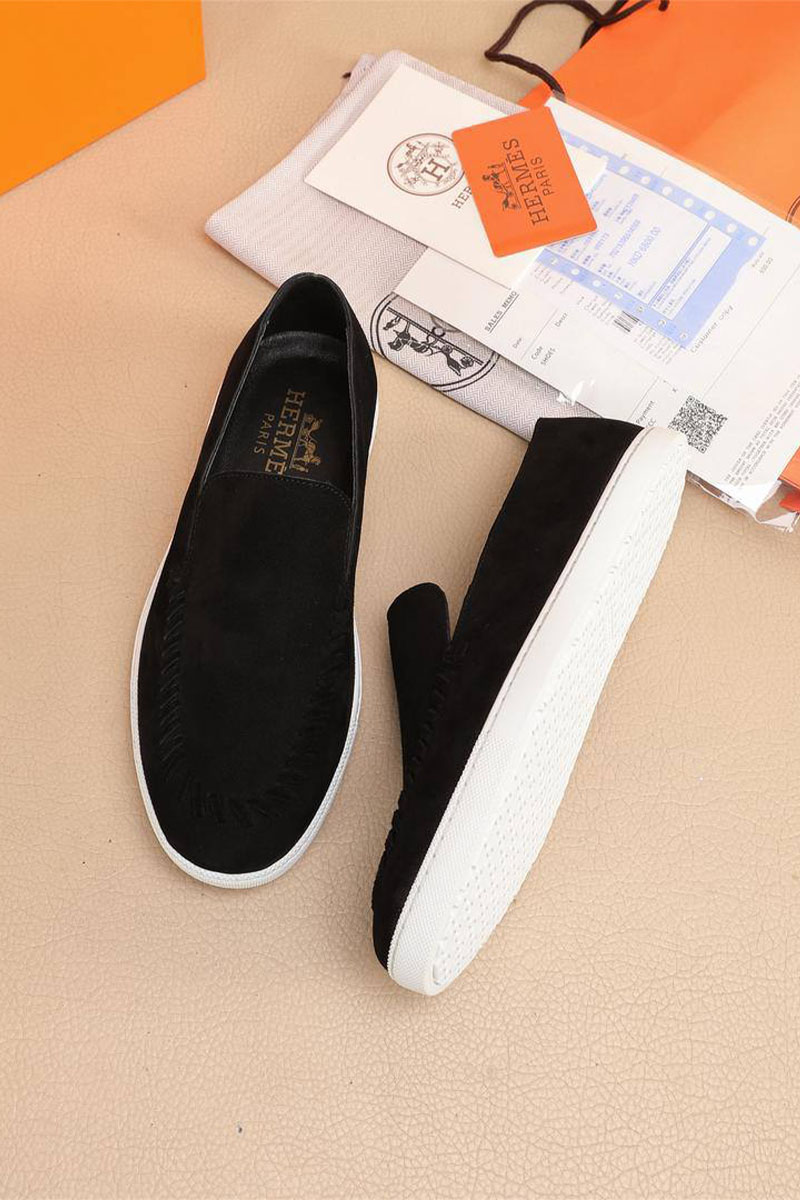 Hermes Мужские замшевые лоферы Julian - Black