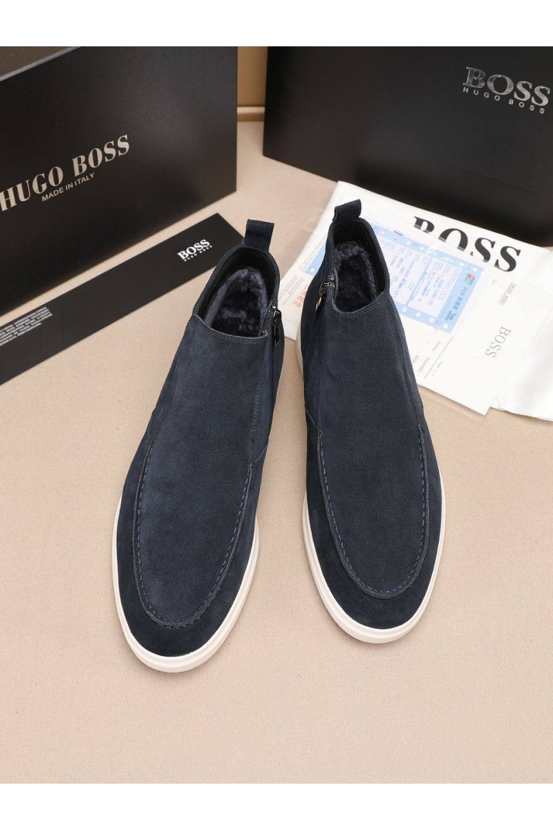 Hugо Воss Замшевые лоферы с мехом high-top - Navy