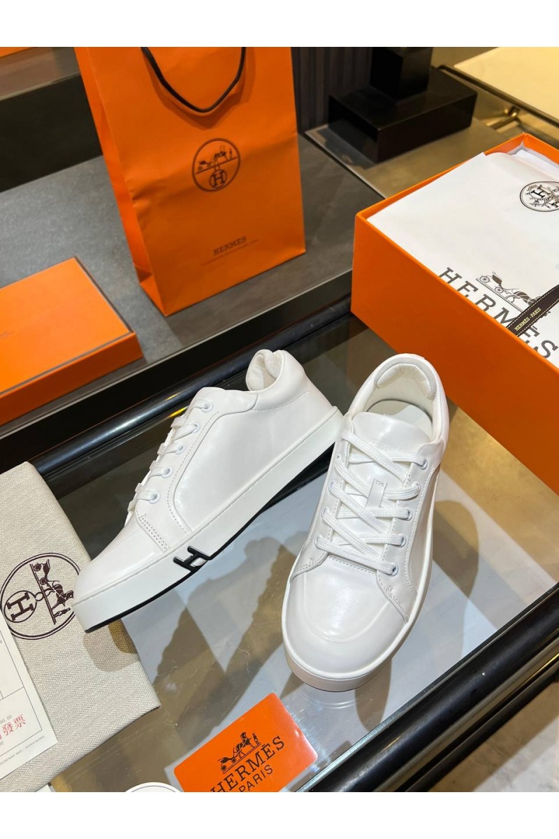 Hermes Женские кожаные кроссовки Premium - White