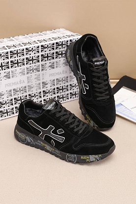 Замшевые кроссовки с мехом low-top - Black