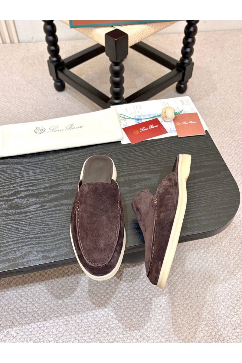 Loro Piana Мужские замшевые шлёпанцы Loro Piana