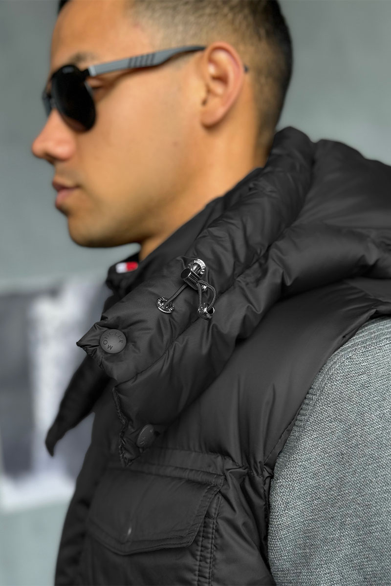 Moncler Мужской чёрный жилет logo-patch 