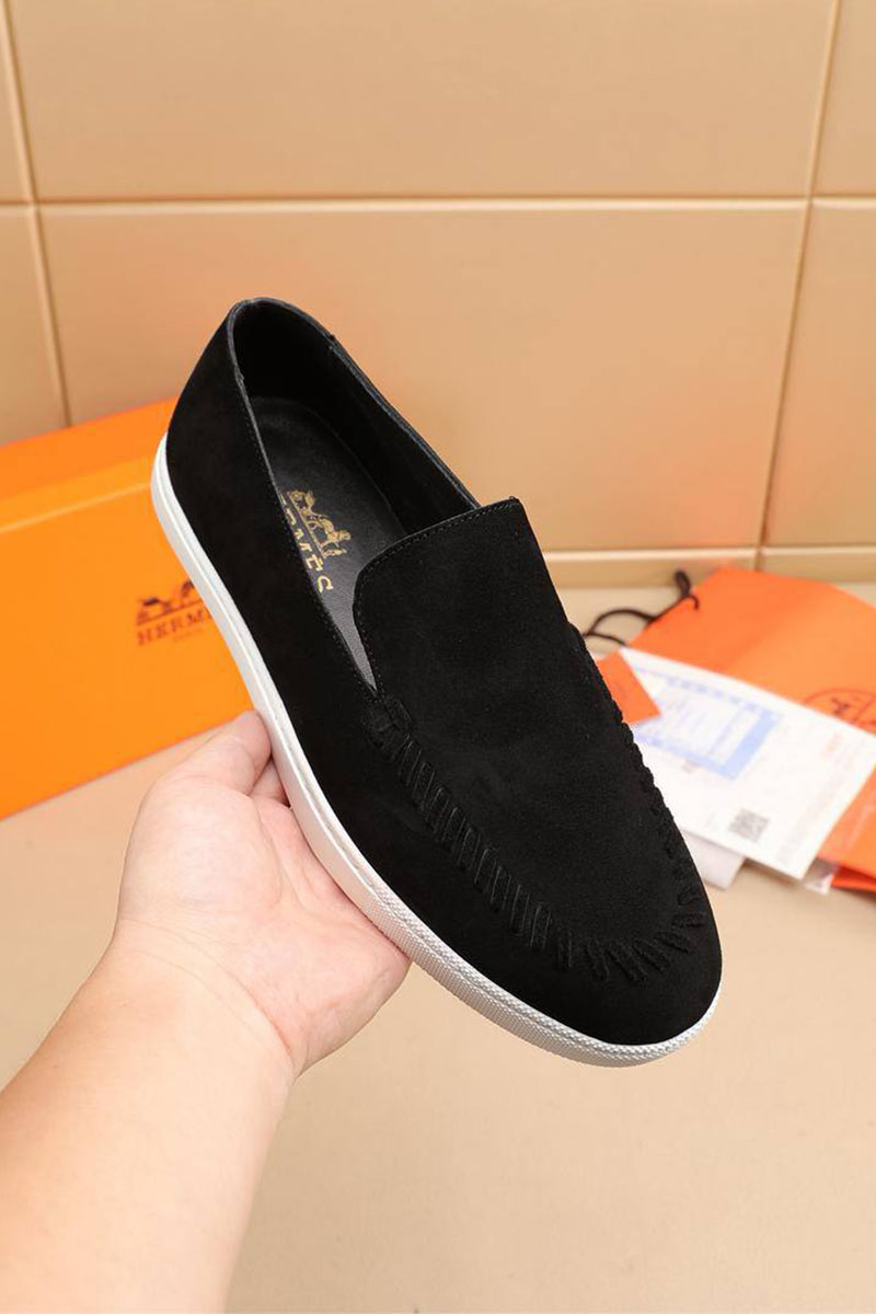 Hermes Мужские замшевые лоферы Julian - Black