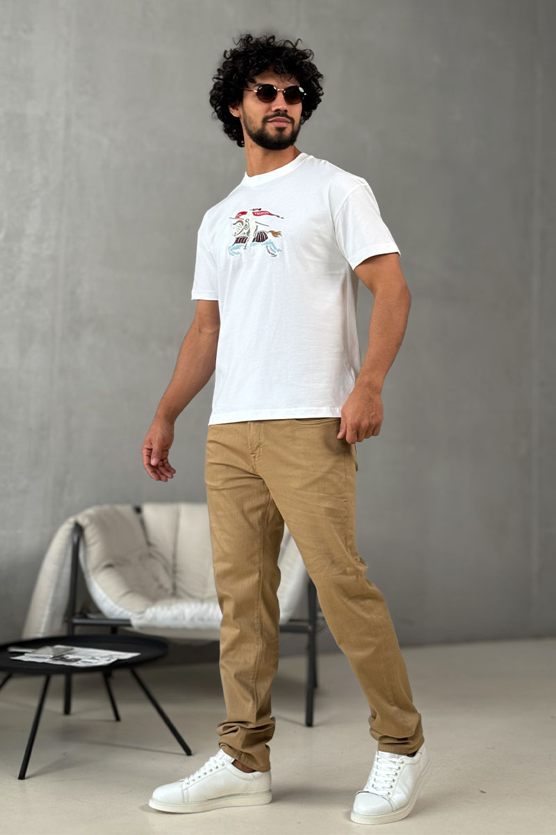 Burberry Мужская белая футболка Equestrian Knight