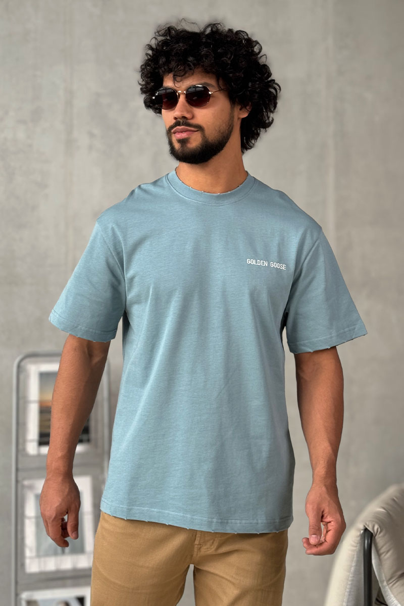 Designer Clothing Мужская синяя футболка Golden Goose (GUP01938)
