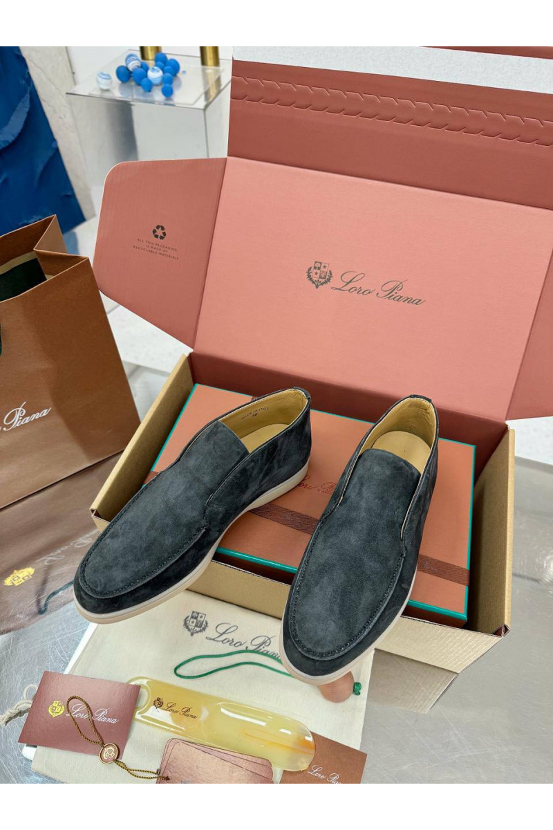 Loro Piana Женские замшевые лоферы premium - Grey
