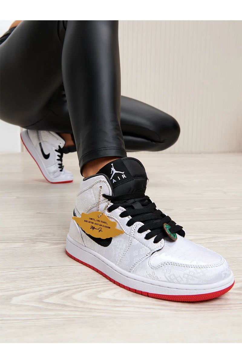 Nike Женские кроссовки Dunk High - White / Black / Red
