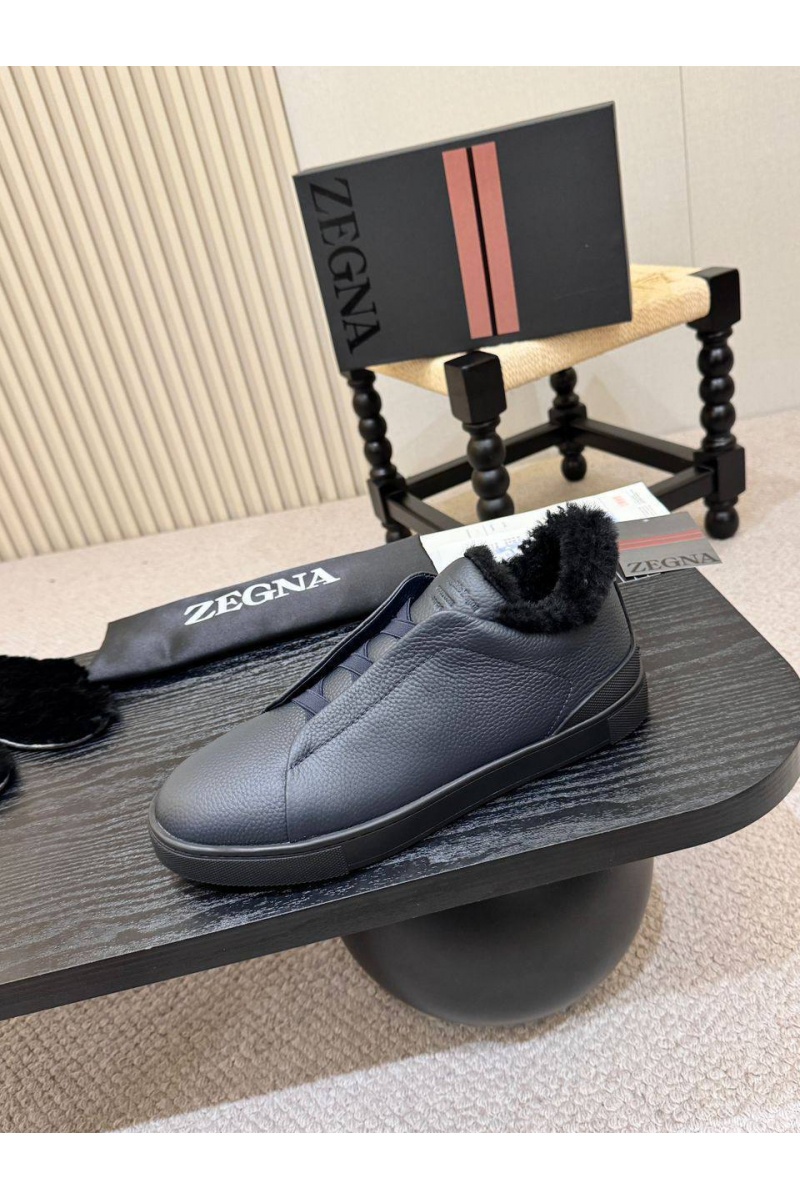 Zegna Кроссовки с мехом Triple Stitch high-top