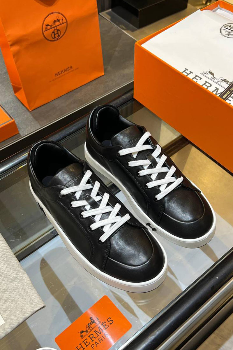 Hermes Женские кожаные кроссовки Premium - Black