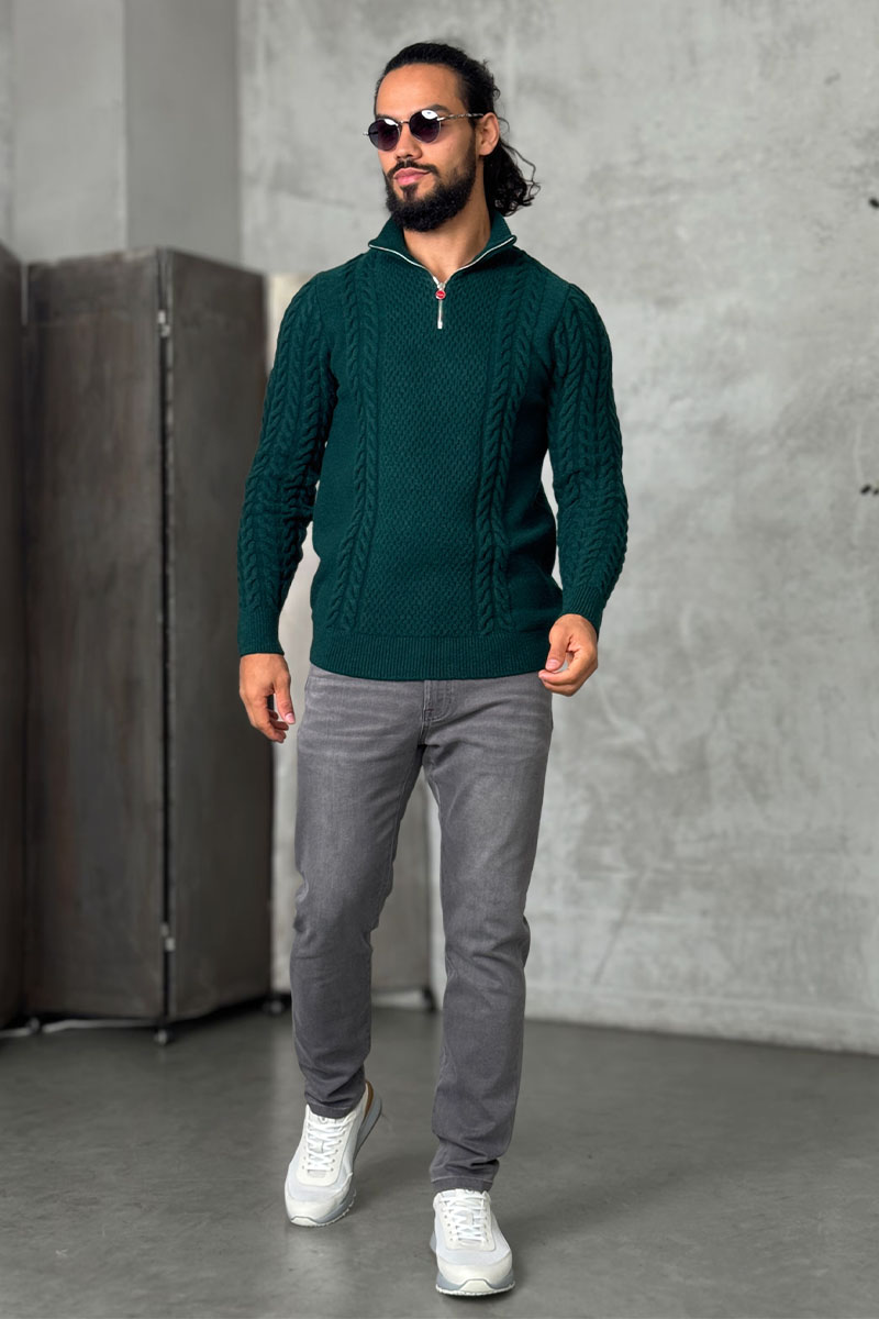 Kiton Мужской свитер зелёного цвета 