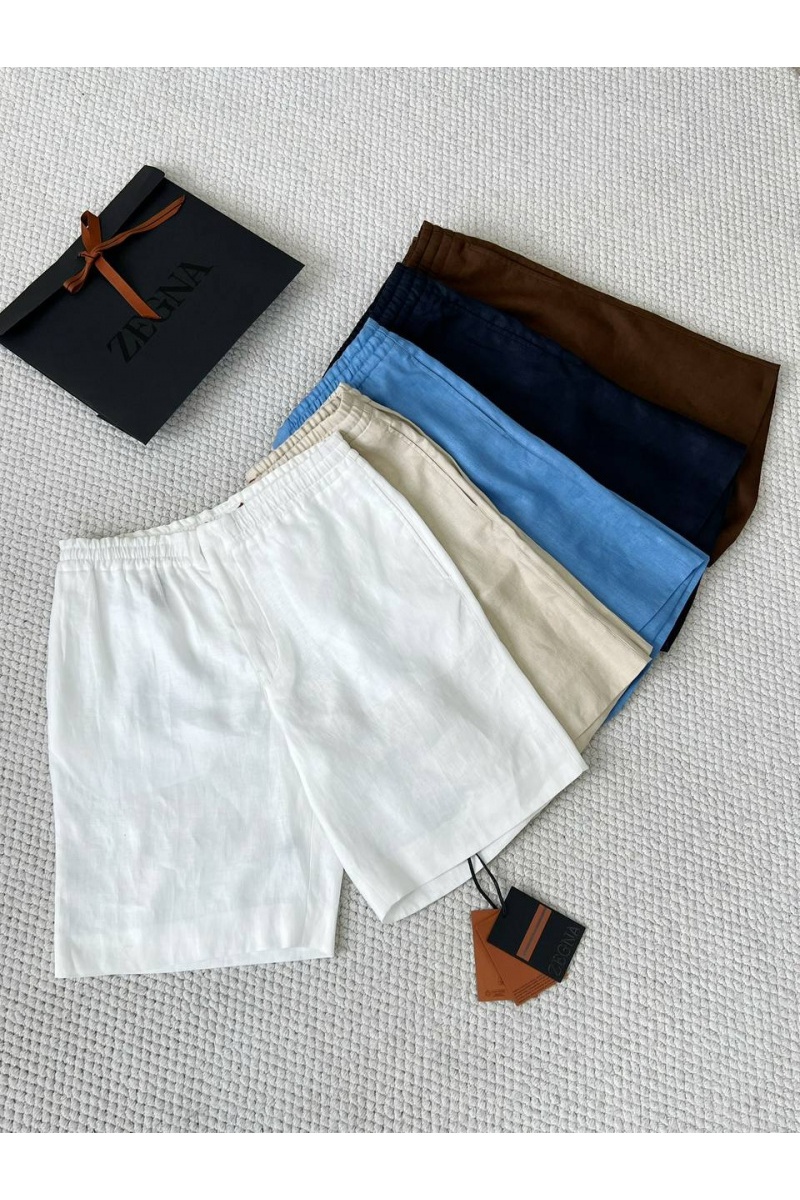 Zegna Льняные шорты тёмно-синего цвета premium