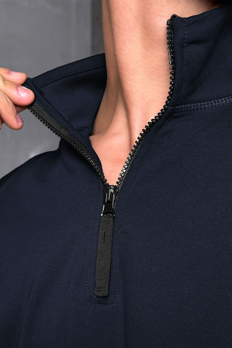 Stone Island Мужская тёмно-синяя кофта с патчем на плече Zip Neck