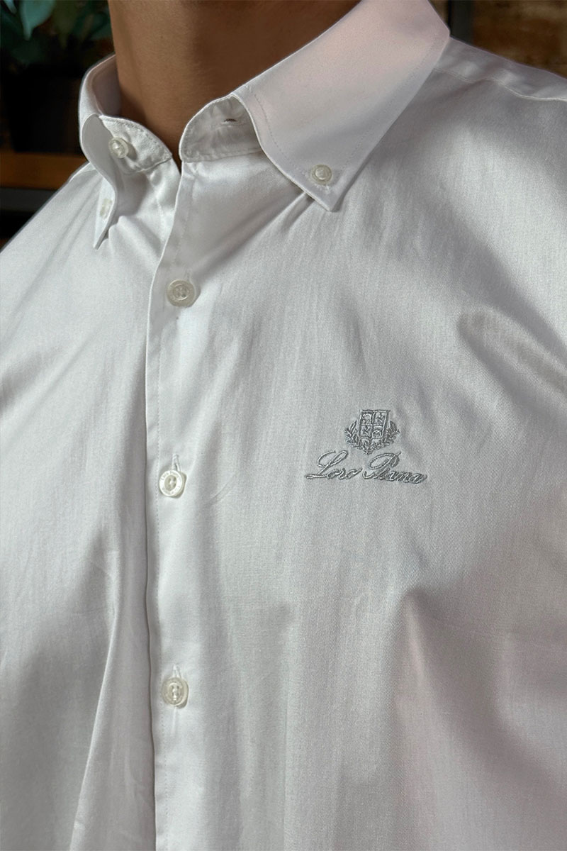 Loro Piana Мужская рубашка logo-embroidered - White