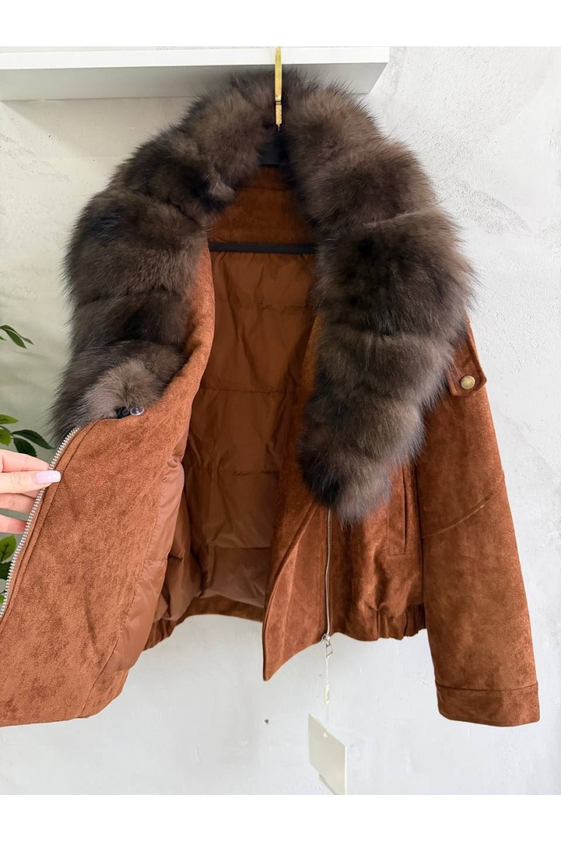 Max Mara Женский бомбер с натуральным мехом premium