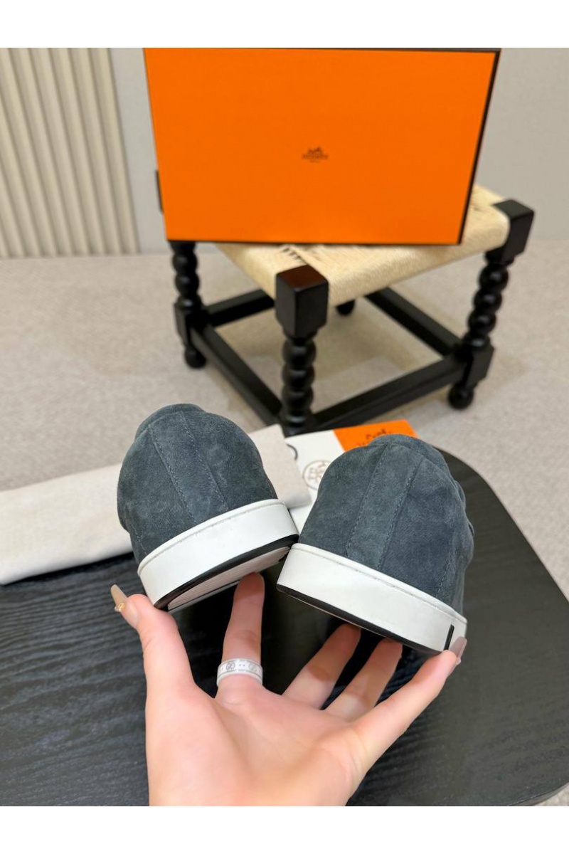 Hermes Мужские замшевые кроссовки Kid - Grey