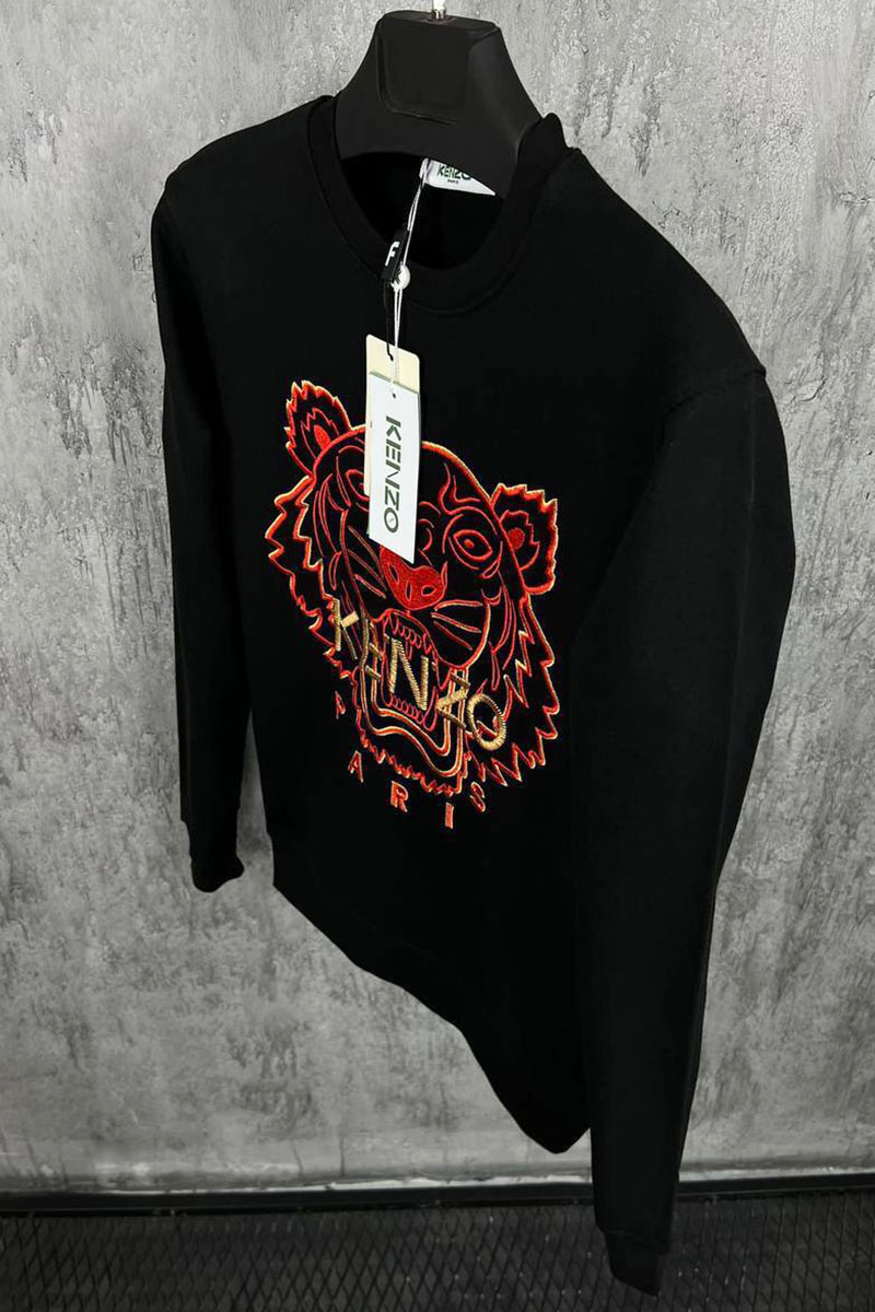 Kenzo Чёрный мужской свитшот Tiger Head embroidered