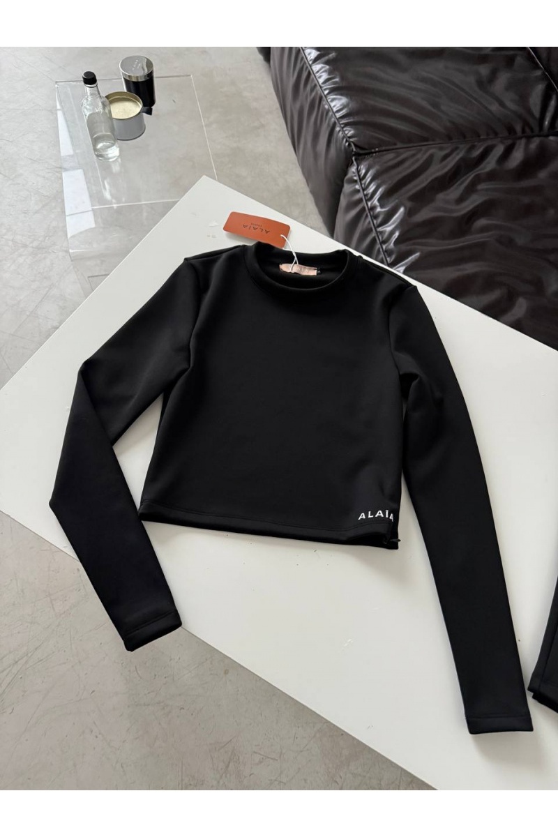 Designer Clothing Женский лонгслив на флисе чёрного цвета Alaia
