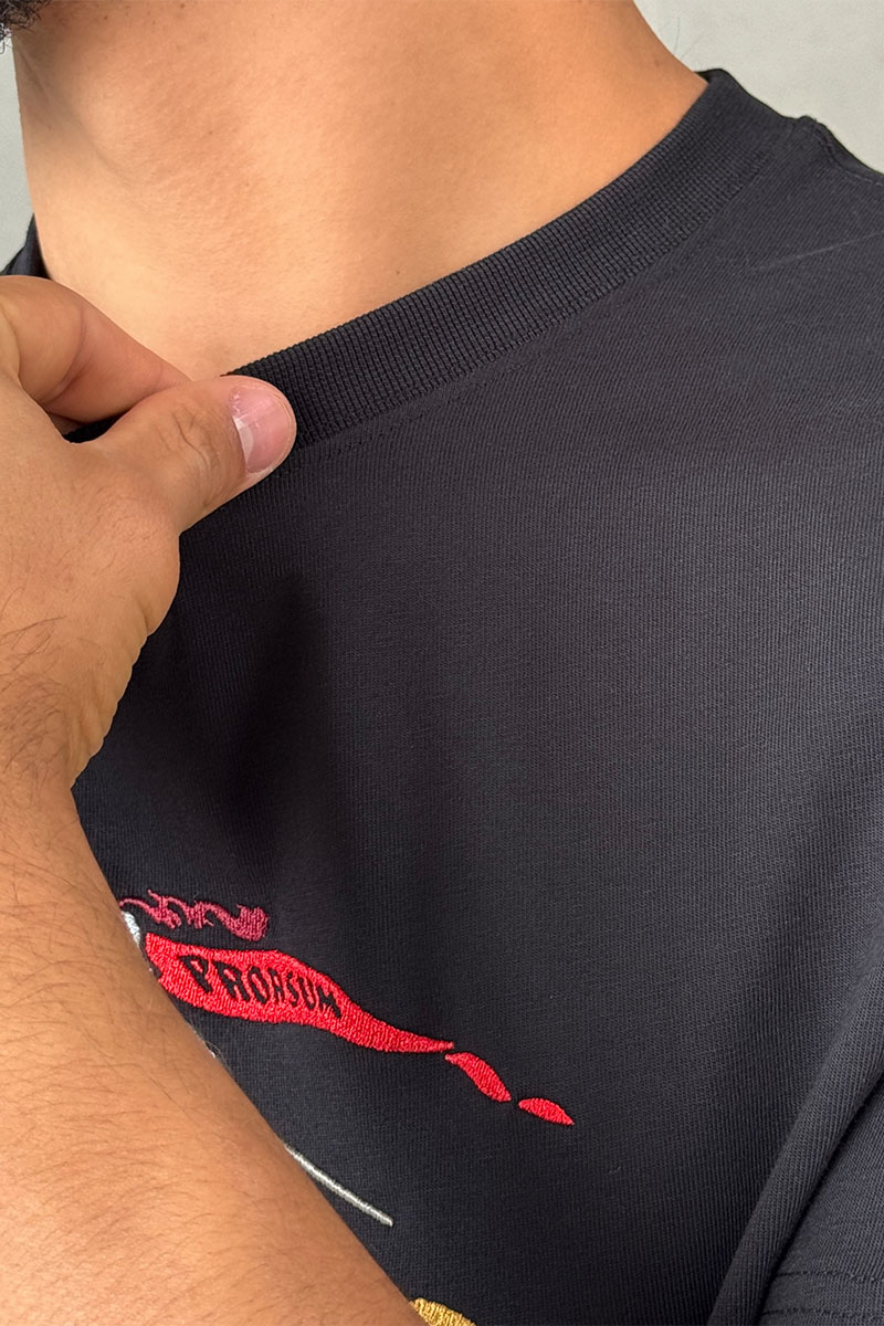 Burberry Мужская чёрная футболка Equestrian Knight