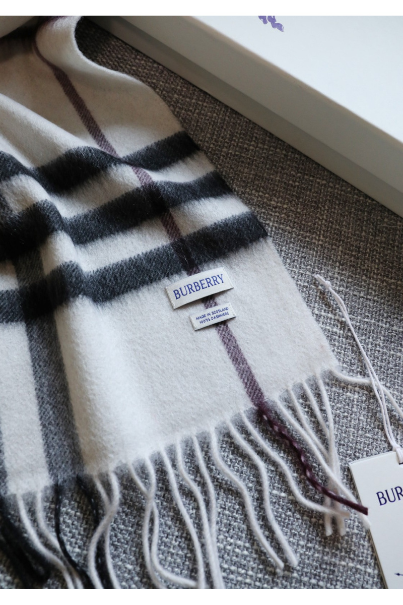 Burberry Шарф two-tone Check premium 168x30 см - White