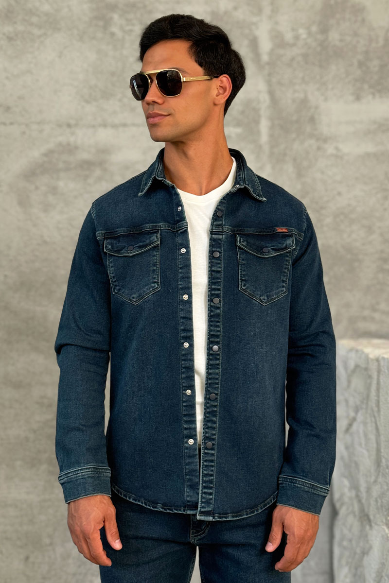 Loro Piana Джинсовая рубашка тёмно-синего цвета