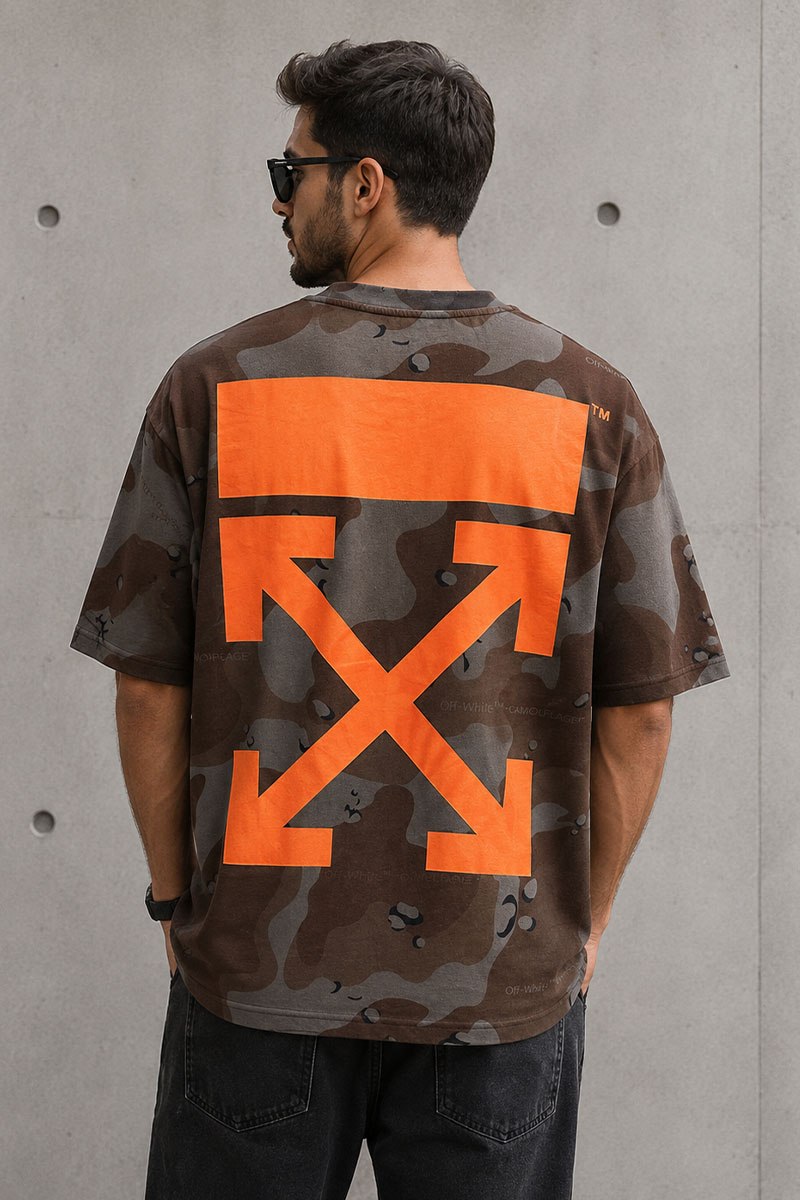 Off-White Оверсайз футболка Arrows Camo 