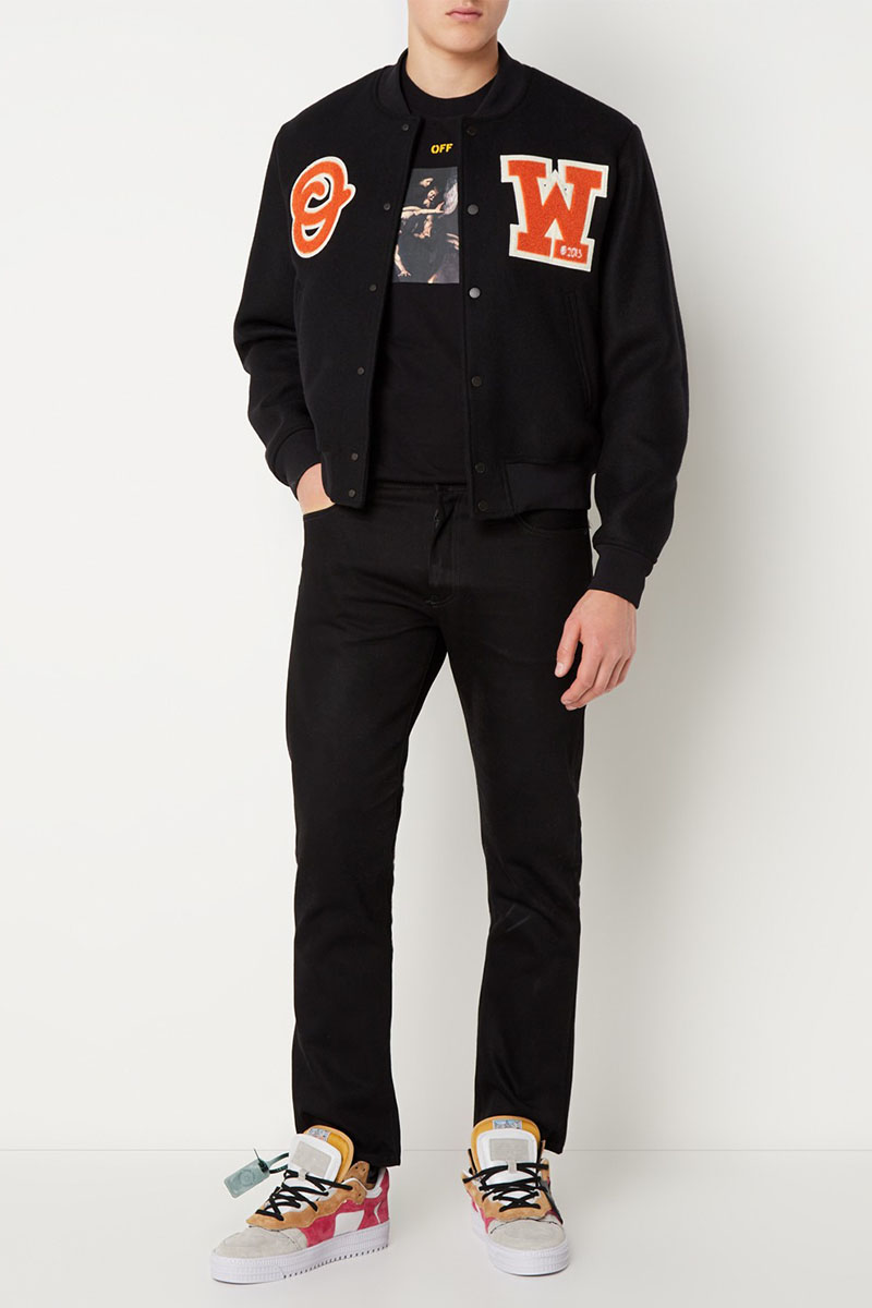 Off-White Мужской чёрный бомбер Varsity OW Patch