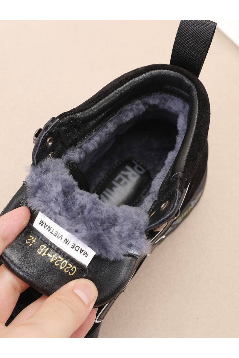 Premiata Замшевые кроссовки с мехом high-top - Black