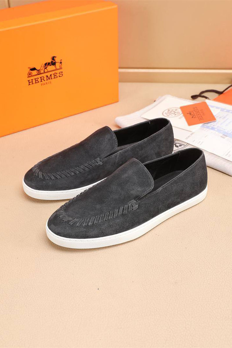 Hermes Мужские замшевые лоферы Julian - Grey