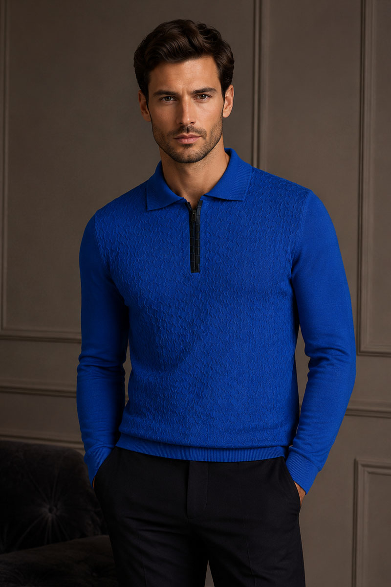 Zilli Поло с длинным рукавом zip-up - Blue
