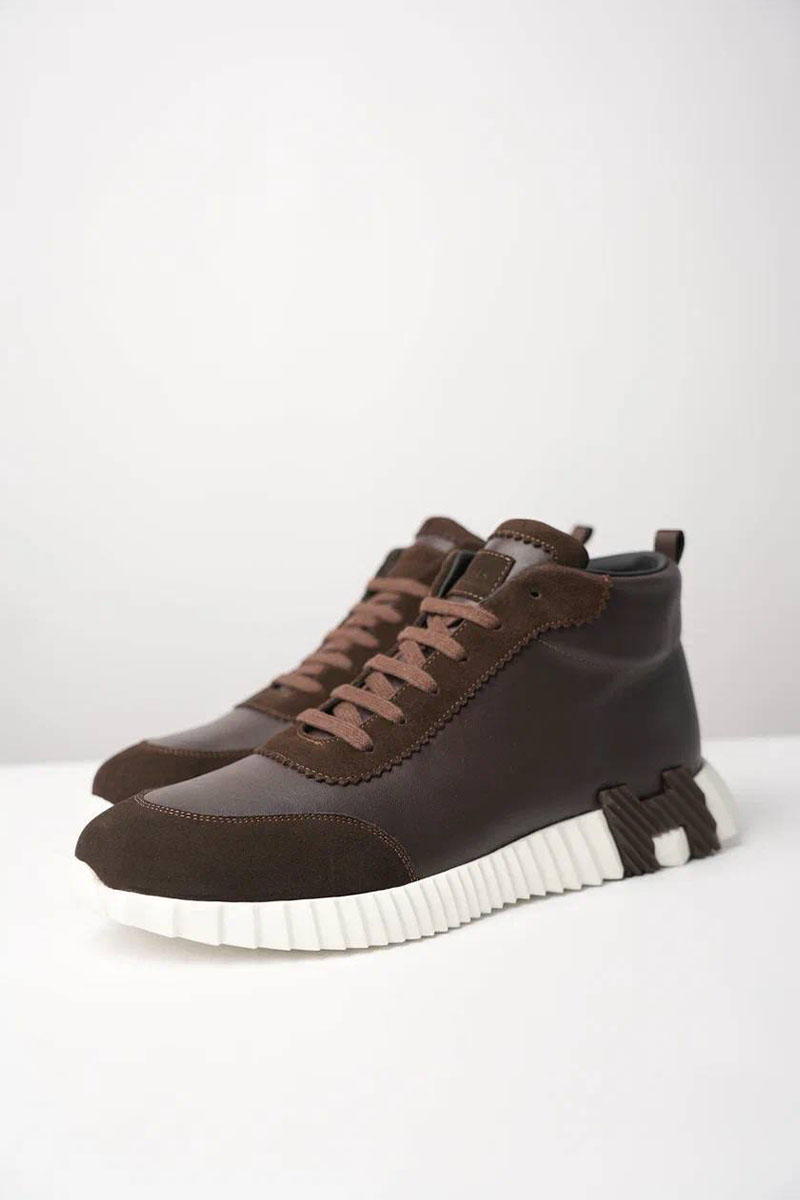 Hermes Кроссовки с мехом Bouncing high-top - Brown