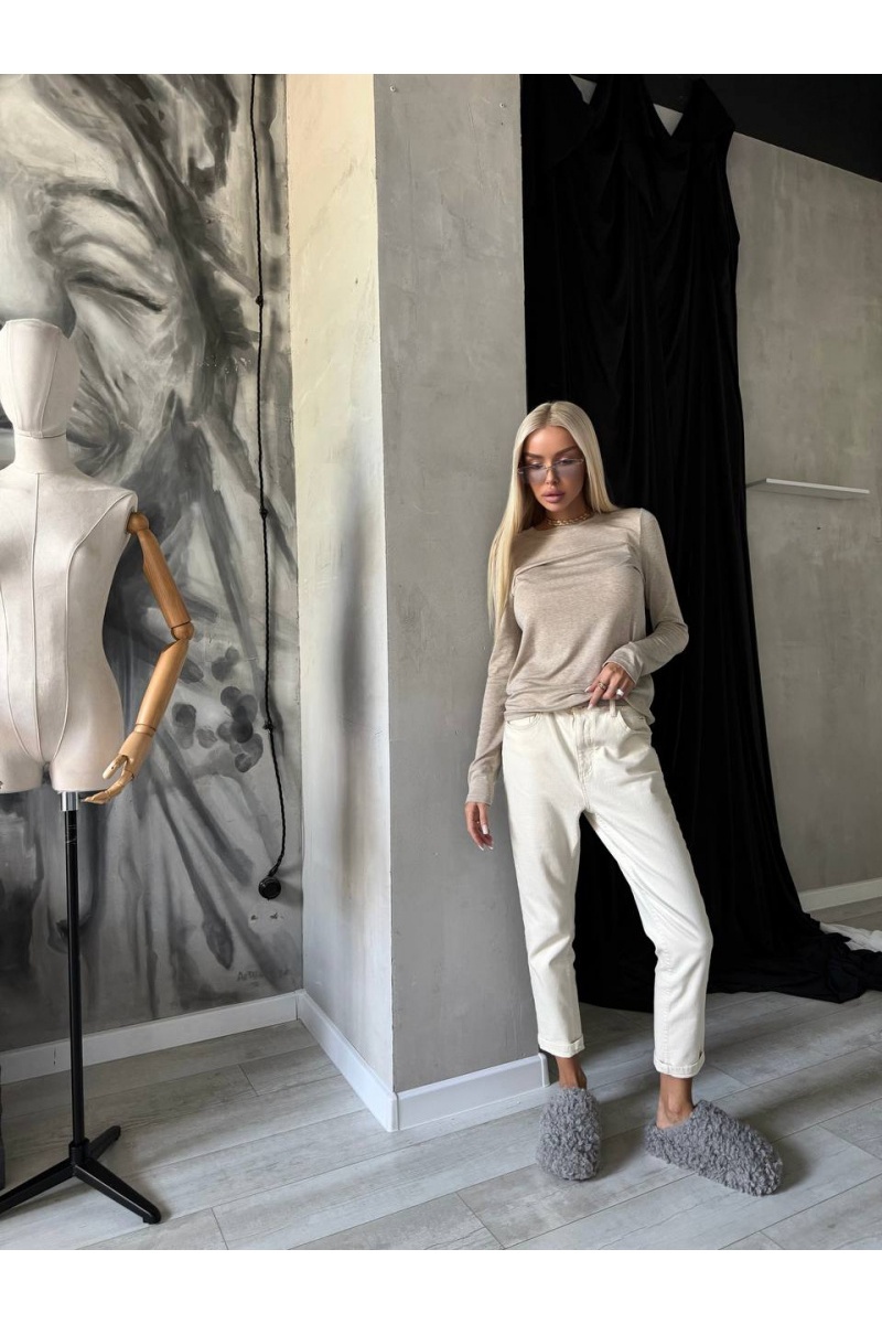 Designer Clothing Женский лонгслив бежевого цвета The Row premium