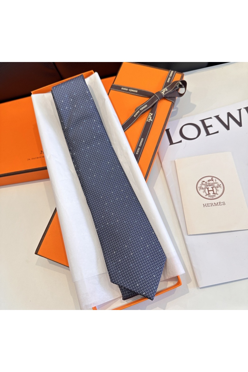Hermes Галстук geometric logo-print premium - Navy