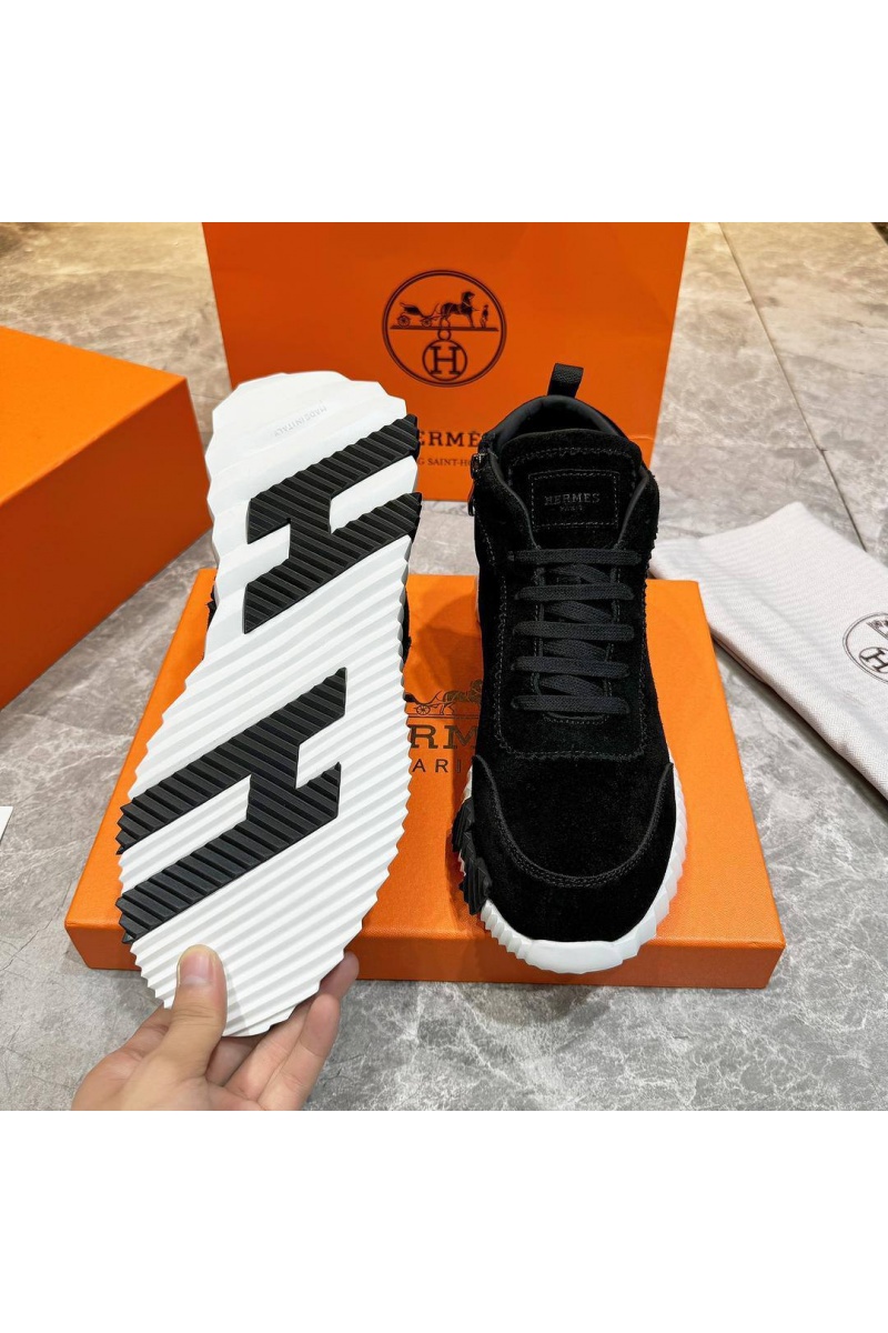 Hermes Кроссовки с мехом Bouncing high-top - Black / White