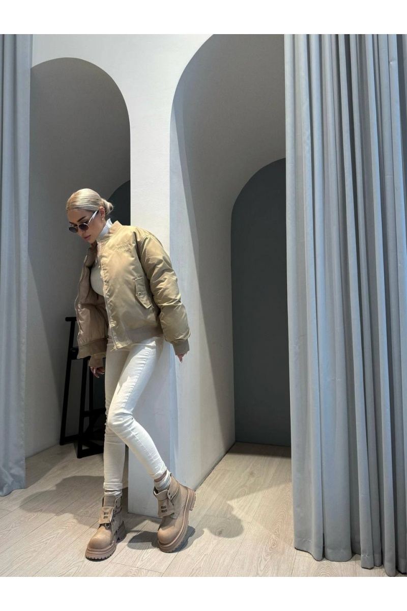 MIU MIU Женский бежевый бомбер Premium