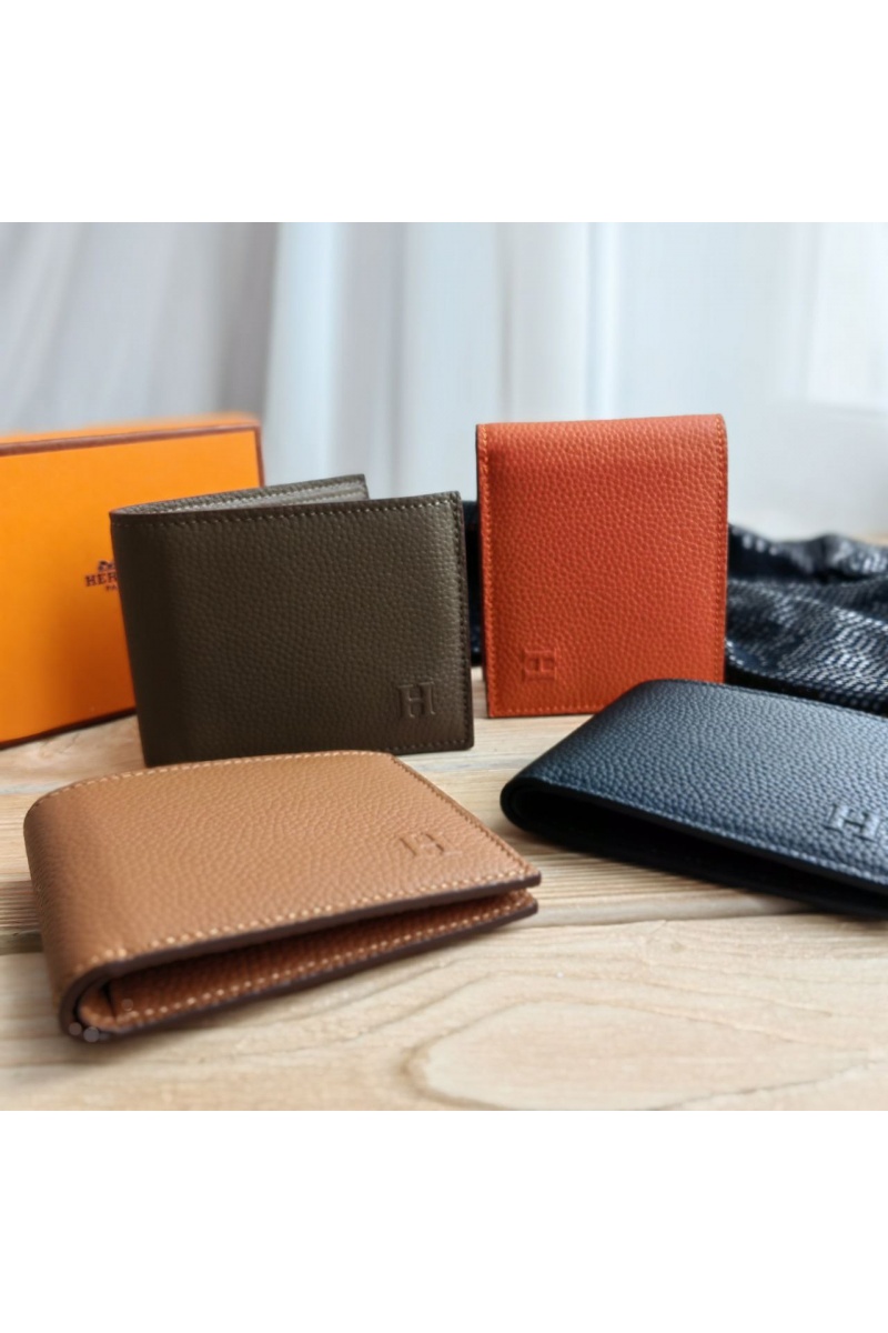 Hermes Кожаный чёрный кошелёк 12х10 см