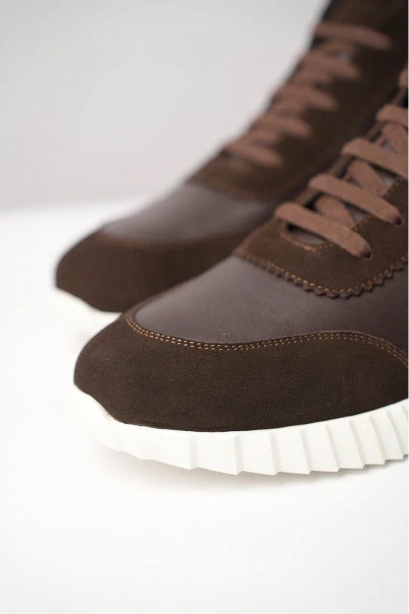 Hermes Кроссовки с мехом Bouncing high-top - Brown