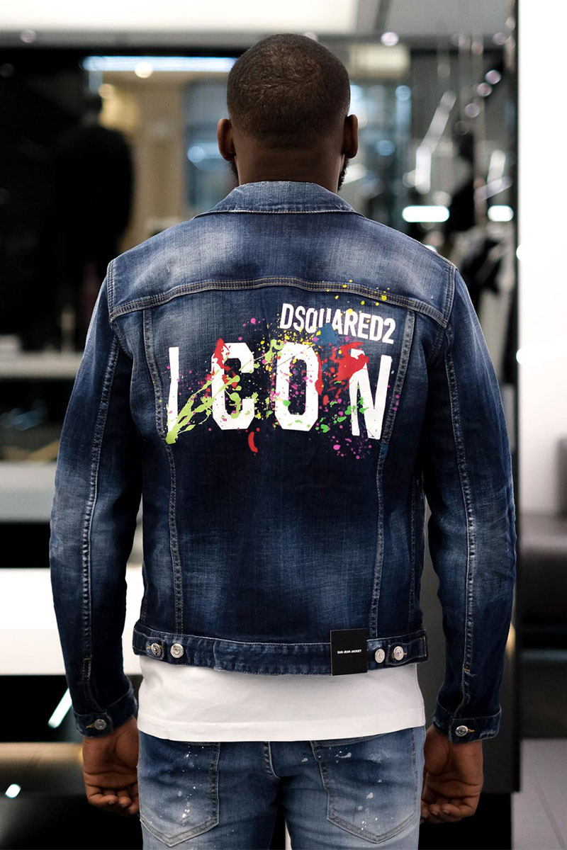 Dsquared2 Синяя джинсовая куртка Icon Splatter logo-print