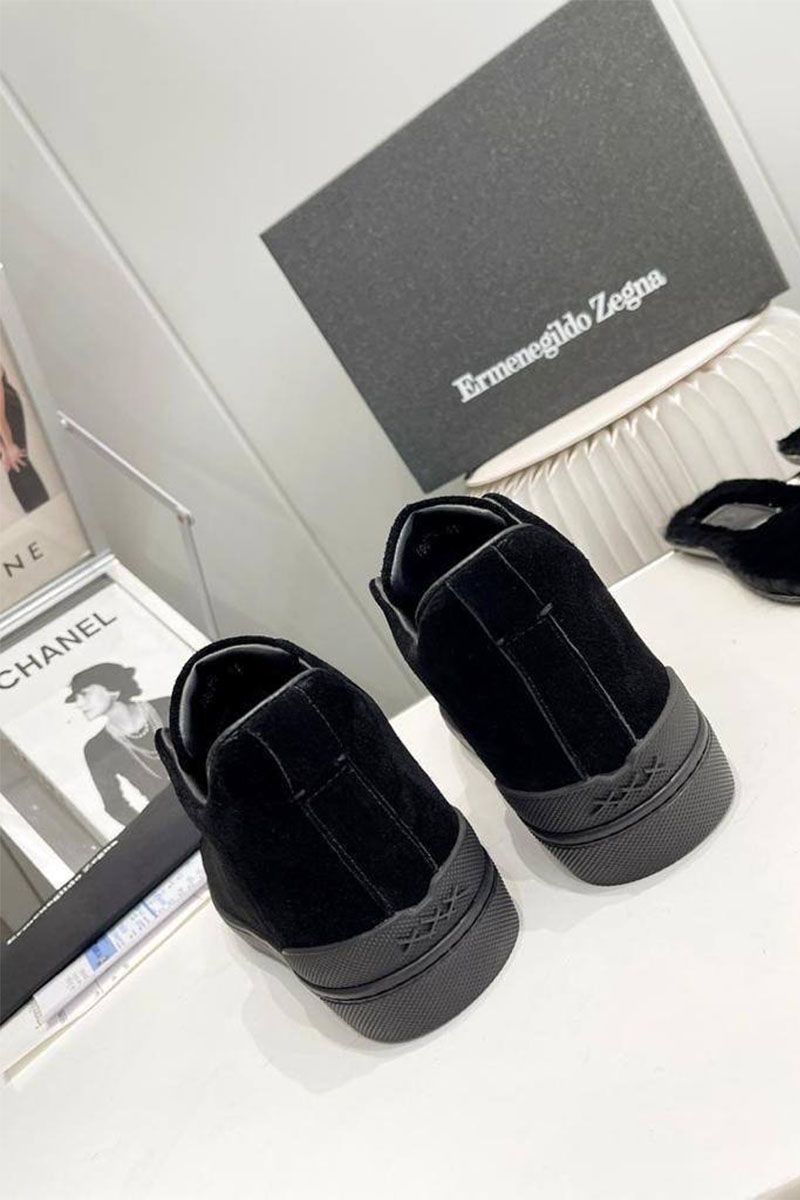 Zegna Кроссовки с мехом Triple Stitch - Black